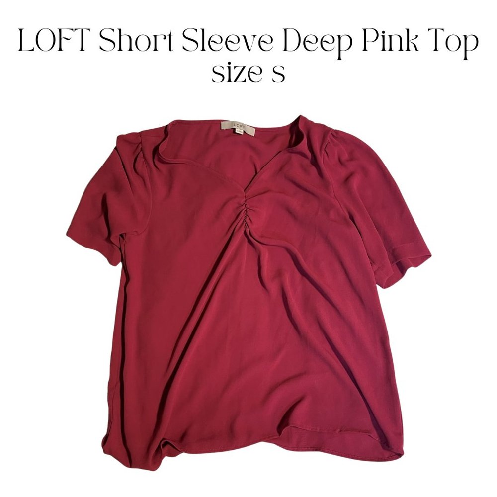 LOFT Short Sleeve Deep Pink Blouse